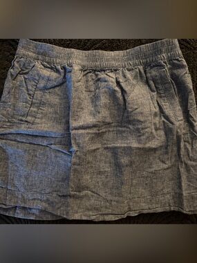 LOFT Casual Lightweight Blue Linen-Blend Skirt